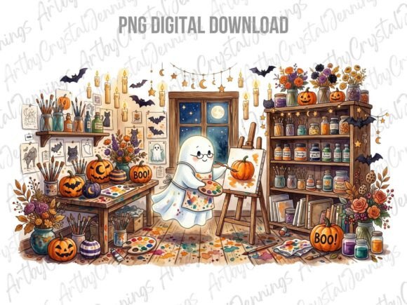 Download Cute Ghost Artist Halloween PNG - Artist Collection