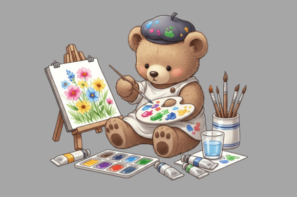 Download Teddy Bear Artist Painting Colorful - Artist Collection