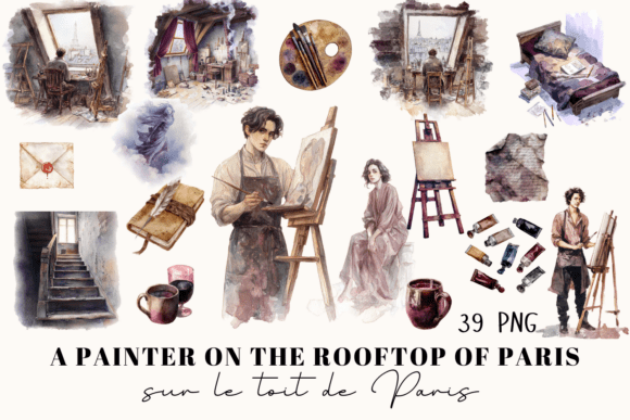 Download Watercolor Paris Artist Clipart | 39 PNG - Artist Collection